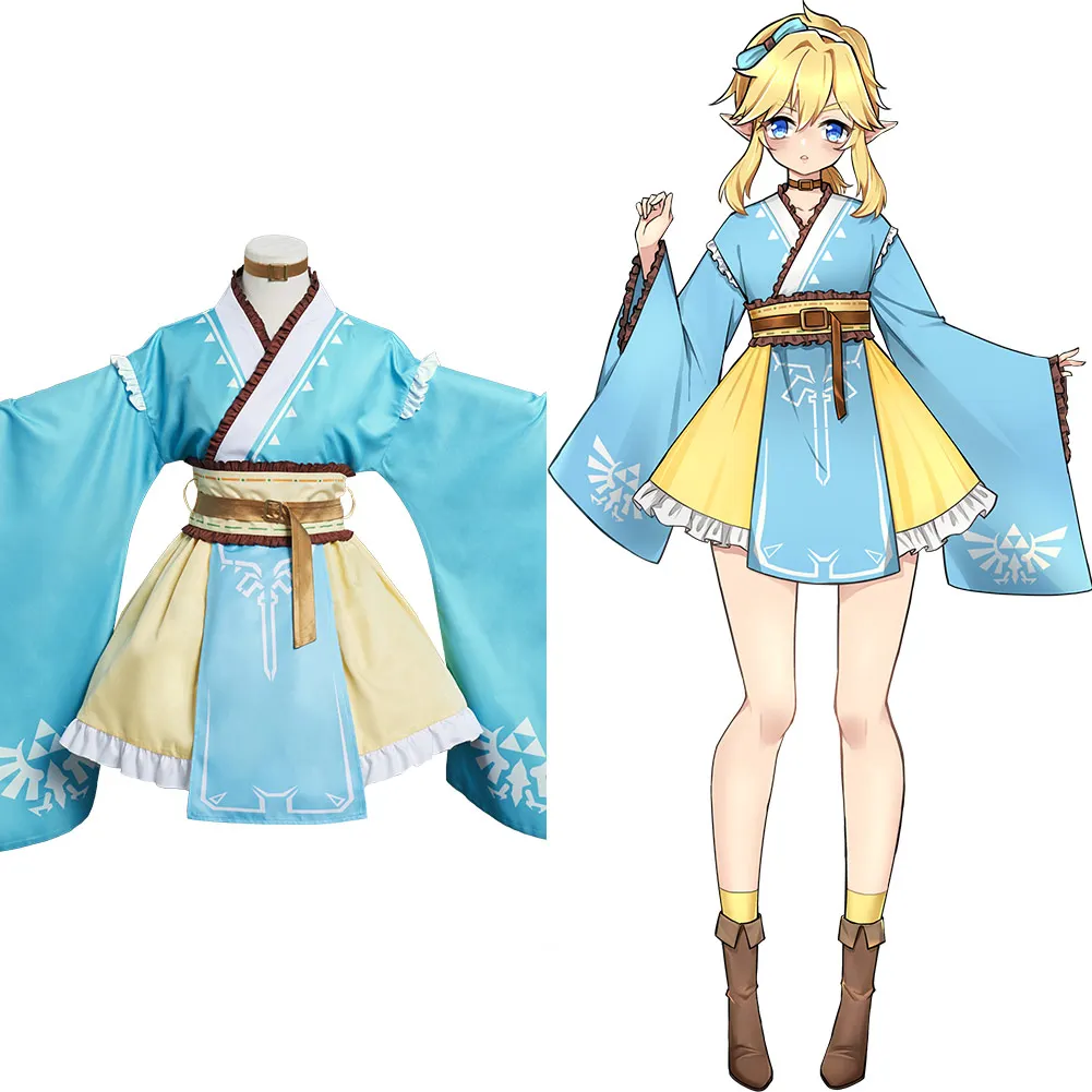 Link Cosplay Costume pour femmes japonaises, Breath of the Interface Net, Lolita Kimono fur s, Halloween Carnival Outfits