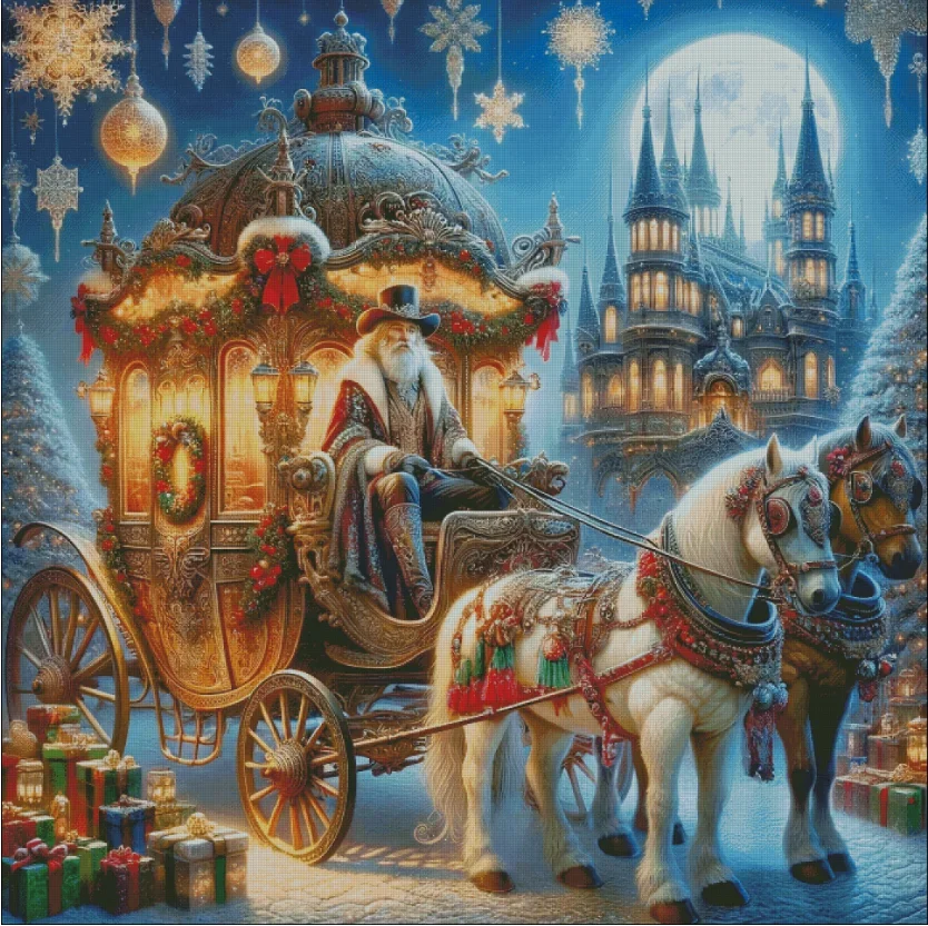 [ZZ4452-Christmas Eve Return] Stamped Cross Stitch Kit 14CT 16CT Pre Printed Canvas Cotton Thread DIY Embroidery Home Wall Decor