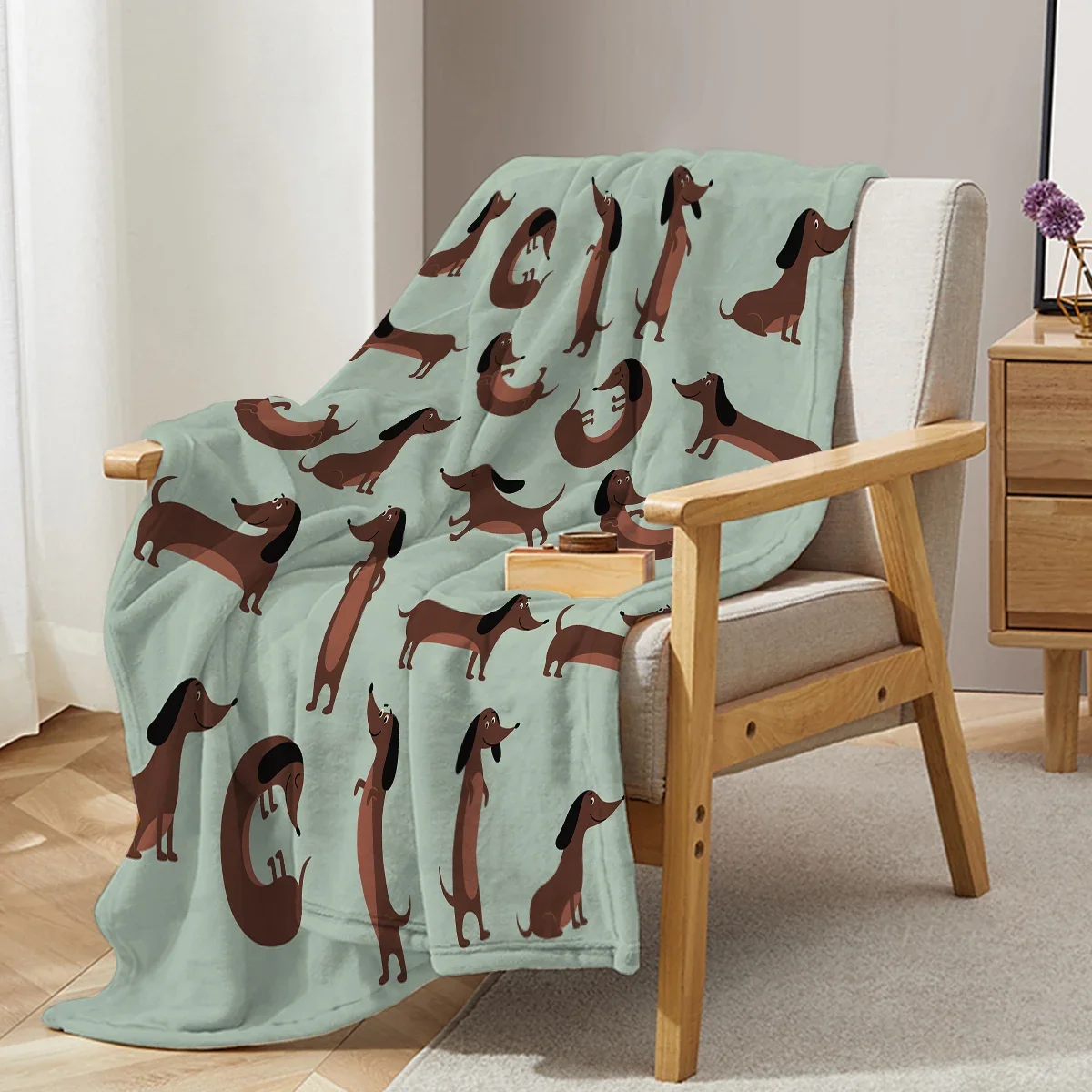 Die Dackel-Pose-Decke, bedruckte Überwurfdecke, flauschige Flanell-Fleece-Decke, weiche Überwürfe für Sofa, Couch und Bett
