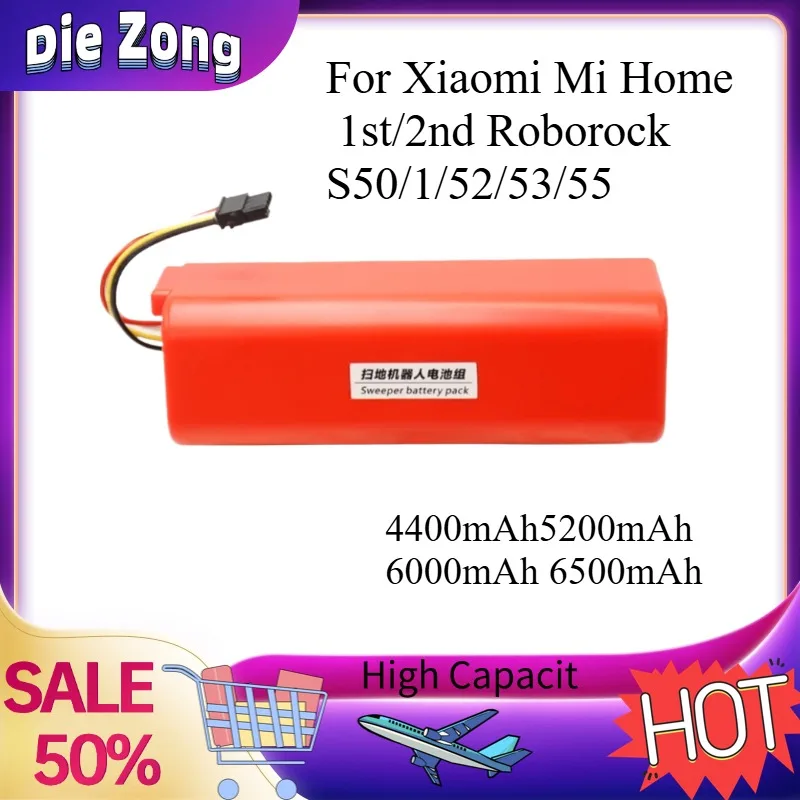 

New 14.4V 6000mAh Large capacity Baterías de repuesto para Robot de barrido Xiaomi Mi Home 1st/2nd Roborock S50/1/52/53/55