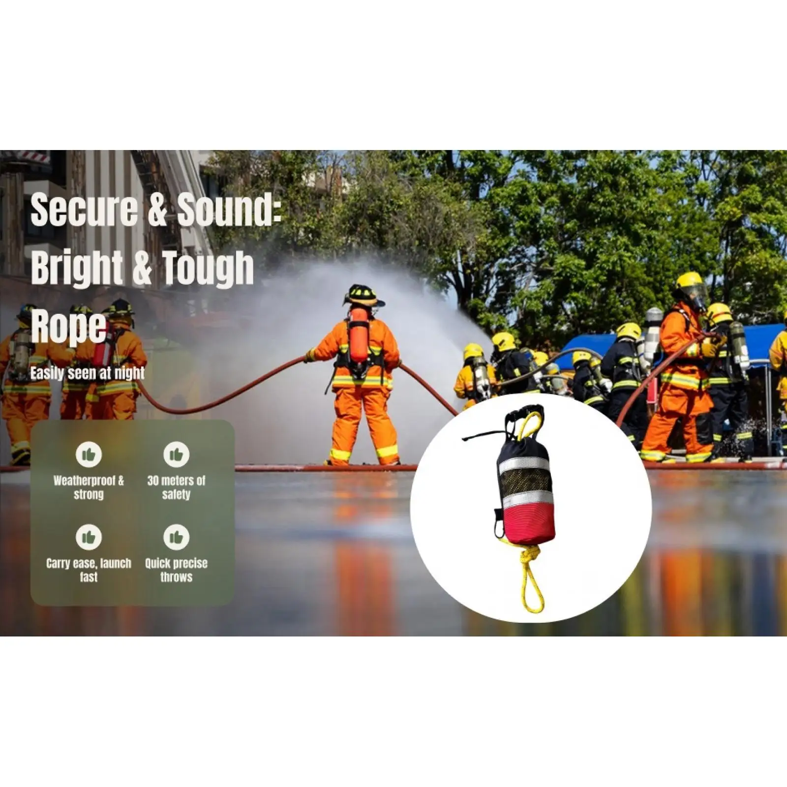 ロープ投げバッグ-ロープ付き水難救助用投げバッグ-黄色の投げ縄-投げロープ-浮力装置-漁業用救助投げバッグ