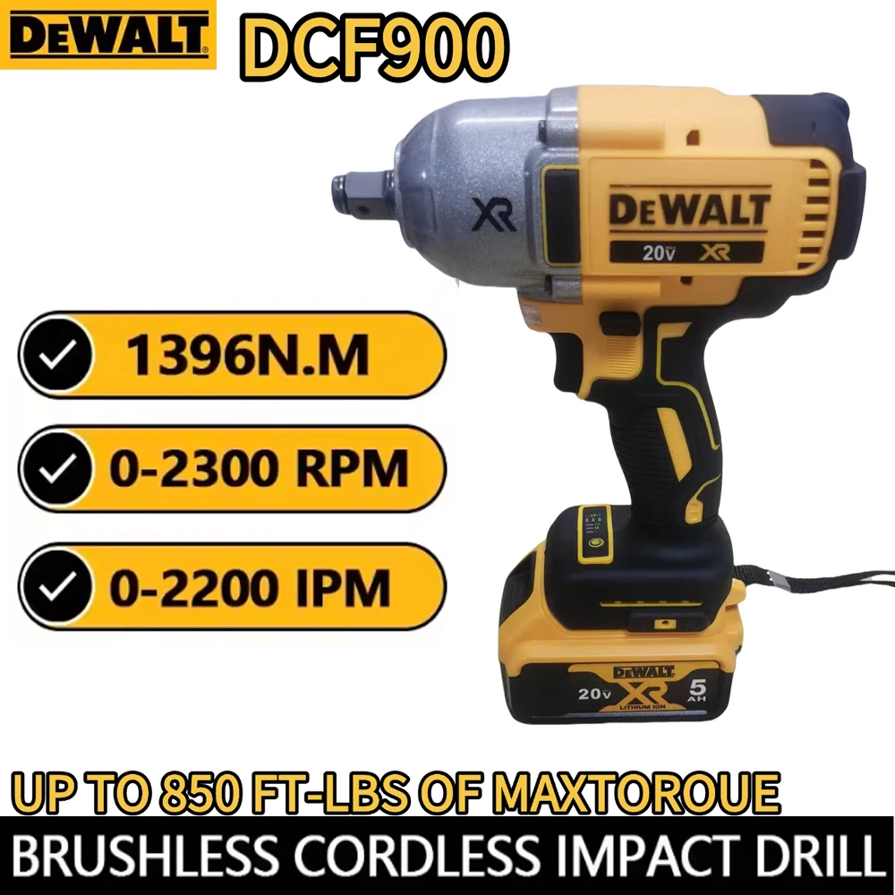 

DEWALT DCF900 kit 1/2 inch brushless cordless high torque impact wrench, 1396N. M, power tool DEWALT 20V battery charger