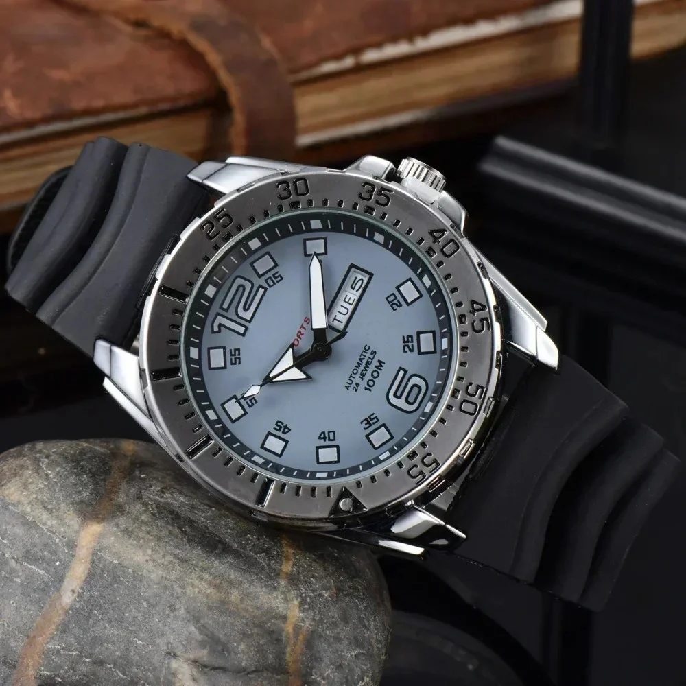 Luruxy Multi Functional Stainless Steel Series Steel Band Watch Strap Multi Functional Timing Watch Men's Quartz Watch Clock