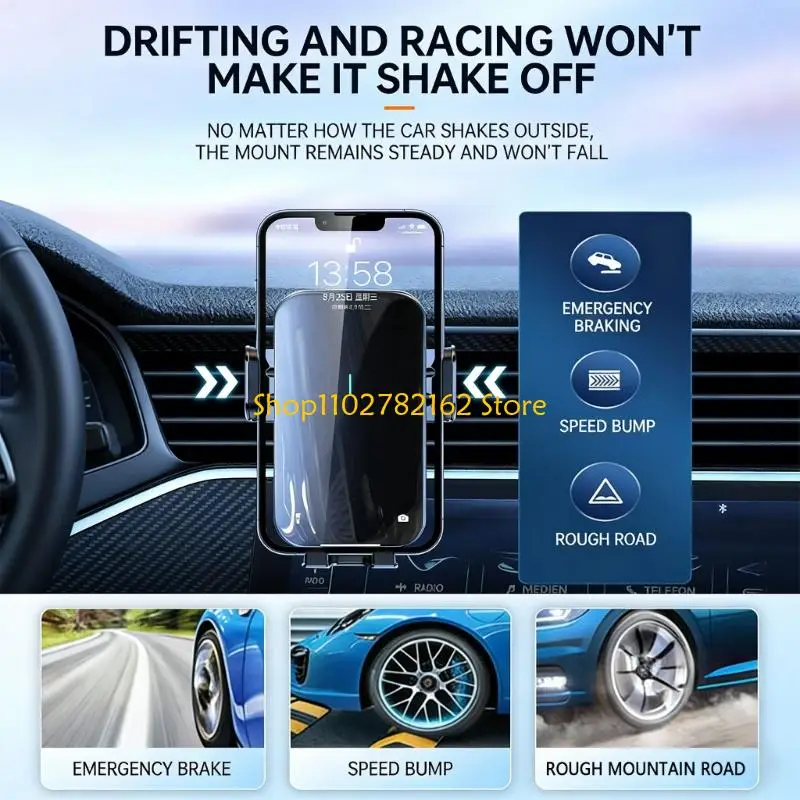 

547B Solar Rechargeable Car Phone Support With Impact Resistant Design And Multiple Viewing Angles