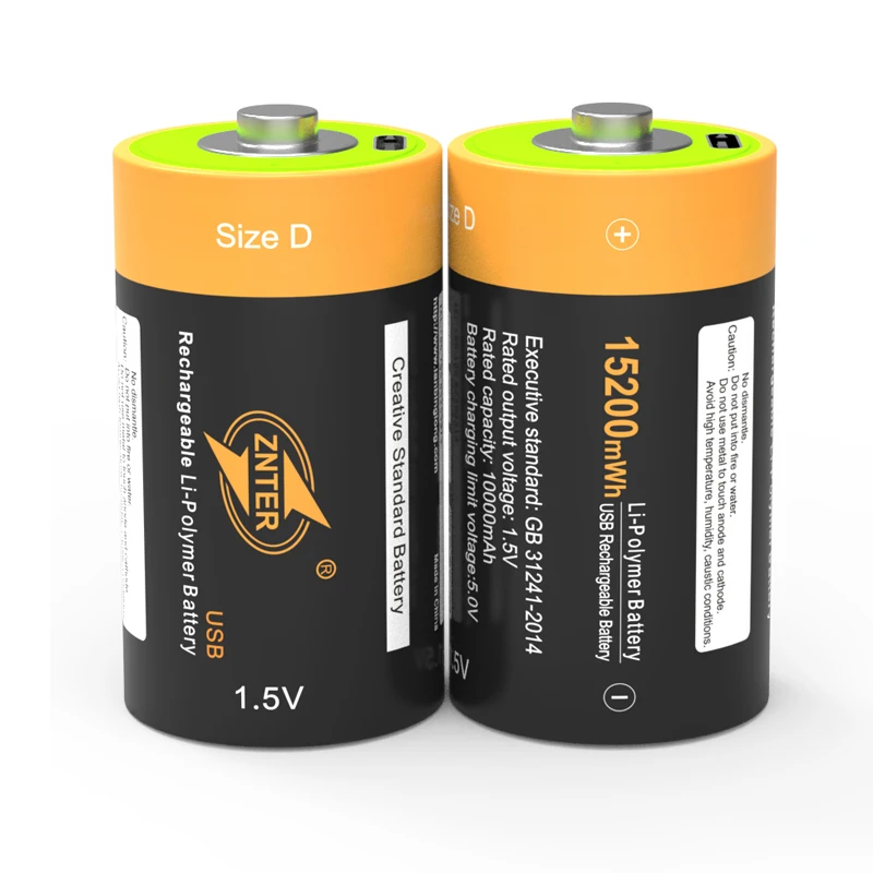 1pcs/lot 100% ZNTER 1.5V 15200mWh Rechargeable Battery D Lipo LR20 Battery for RC Camera Drone Fast Charge via Type C Cable