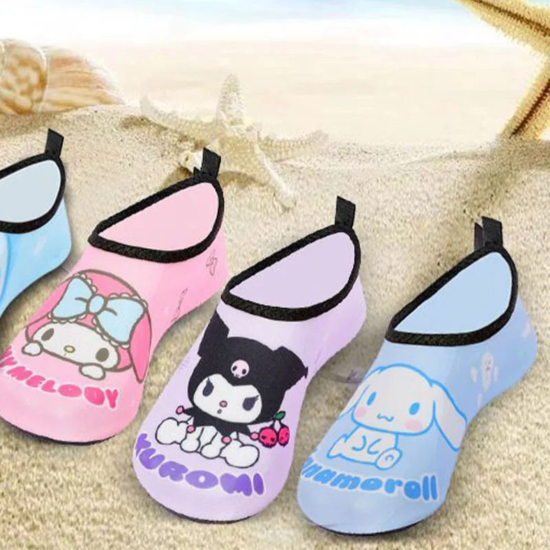 Anime Kuromi Beach Shoes Diving Snorkeling Socks Cinnamoroll Swimming Shoes Soft Shoes Anti Slip Slippers Home Barefoot Shoes