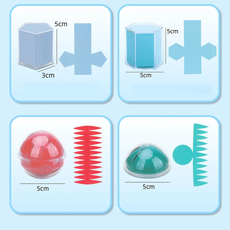 Transparente Forma geométrica 3D Ensino Aids, Montessori Brinquedos, Brinquedos Visuais, Forma Volume, Educação Matemática, 12pcs