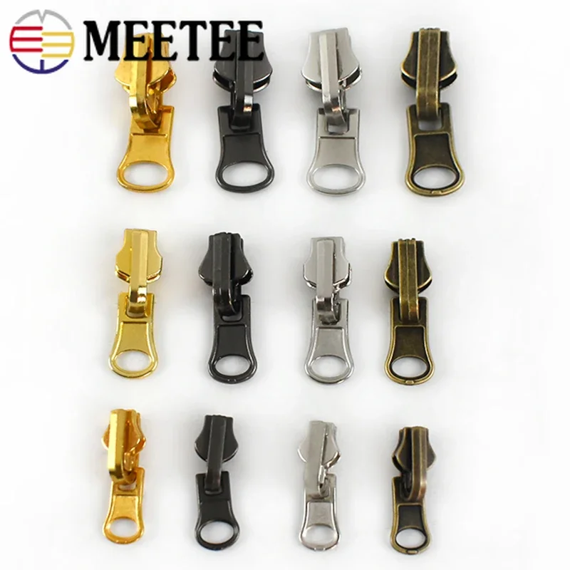 10Pcs 3# 5# 8# Alloy Zipper Slider Head for Metal Zippers Double-sided Rotation Zip Puller Jacket Garment Sliders Zips RepairKit