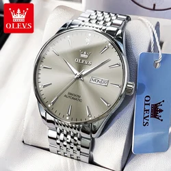 OLEVS 6635 Business Men's Watches Simple Fashion Automatic Mechanical Watch for Man Waterproof Stainless Steel Luminous Trend