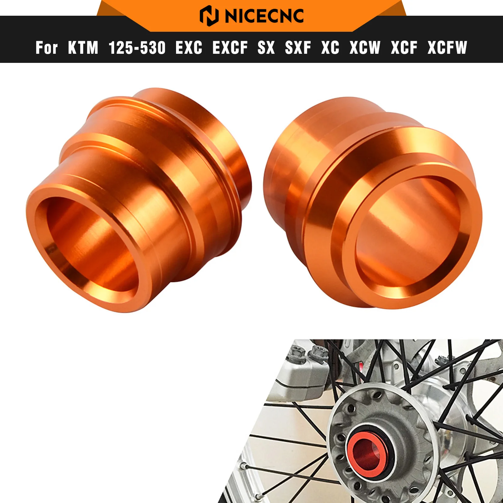 NICECNC For KTM EXC 300 EXC-F 350 SX 125 SXF 450 2017-2023 Motorcycle Front Wheel Hub Spacer For Husqvarna TE300 GasGas EC300