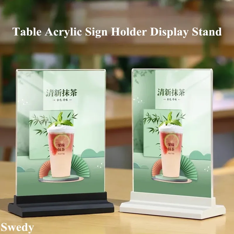 A5 148x210mm Double Sided Table Acrylic Sign Holder Display Stand Table Number Restaurant Menu Paper Holder Photo Picture Frame