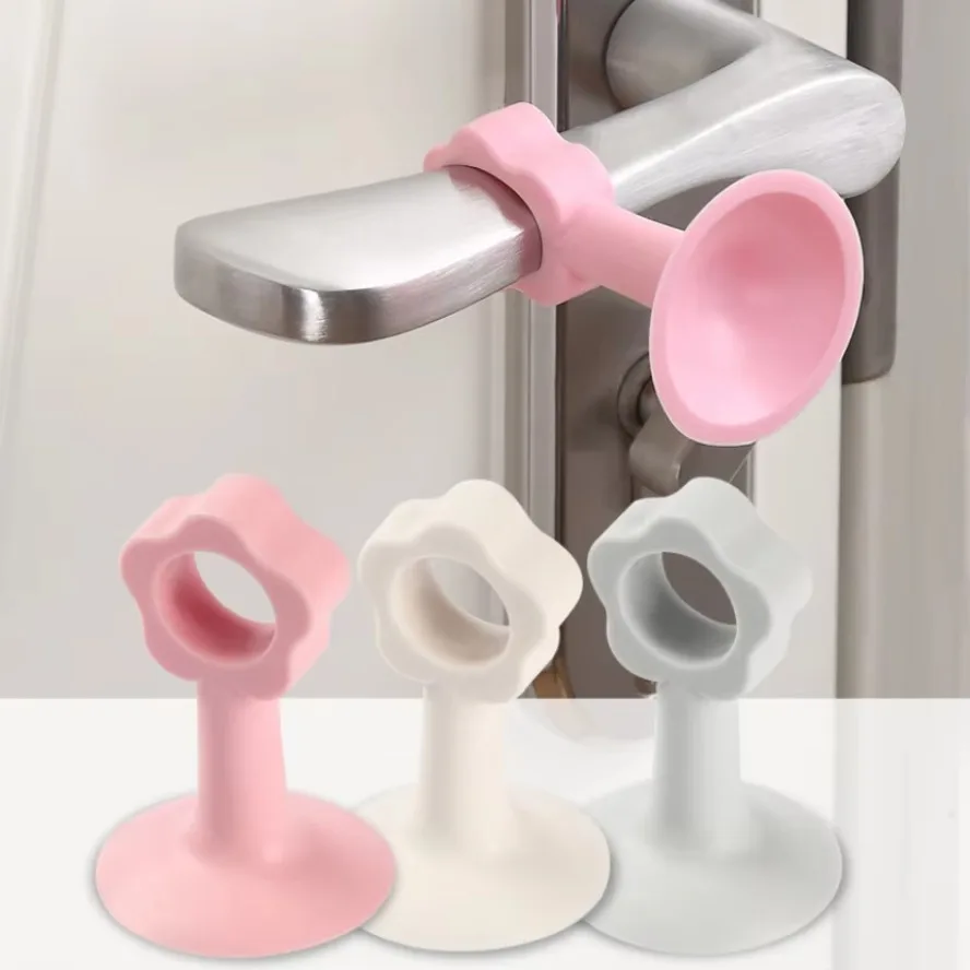 Non-porous Silicone Toilet Door Handle Rear Anti-collision Mat Toilet Door Barrier Door Top Suction 4pc