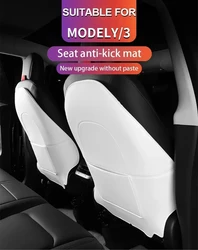 Car Seat Back Protectors Storage Pockets For 22-24 Tesla Model Y Model 3 artificial leather Anti-kick mat Interior Accessories