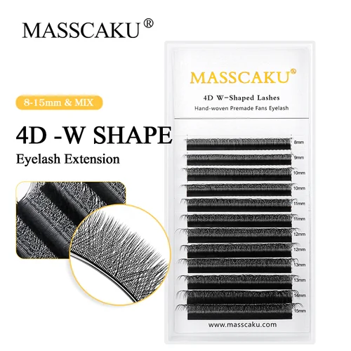 MASSCAKU 3D4D5D extensión de pestañas en forma de W C/DCurl ventiladores de volumen prefabricados pestañas individuales naturales suaves de alta calidad con envío gratuito
