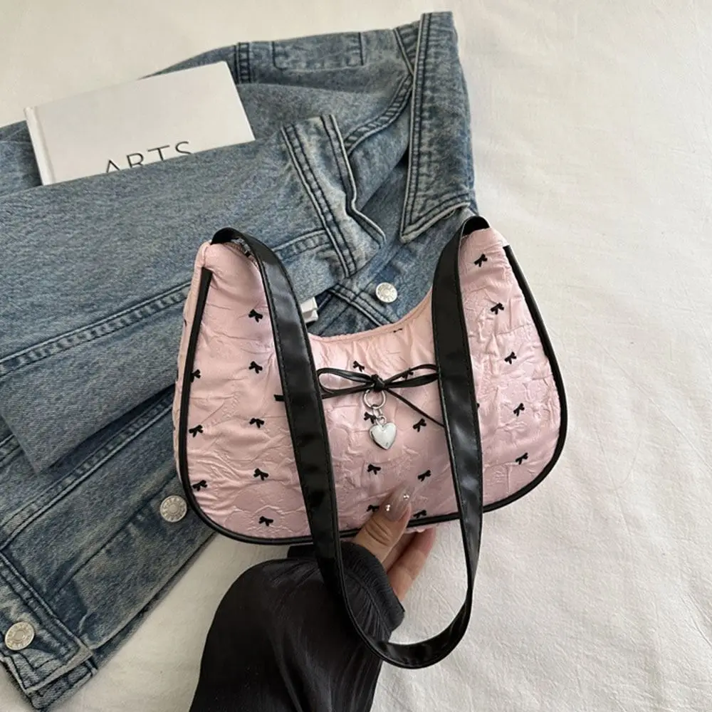 Creative Pink White Shoulder Bag Large Capacity Casual Tote Bag Bowknot Handbag Gift