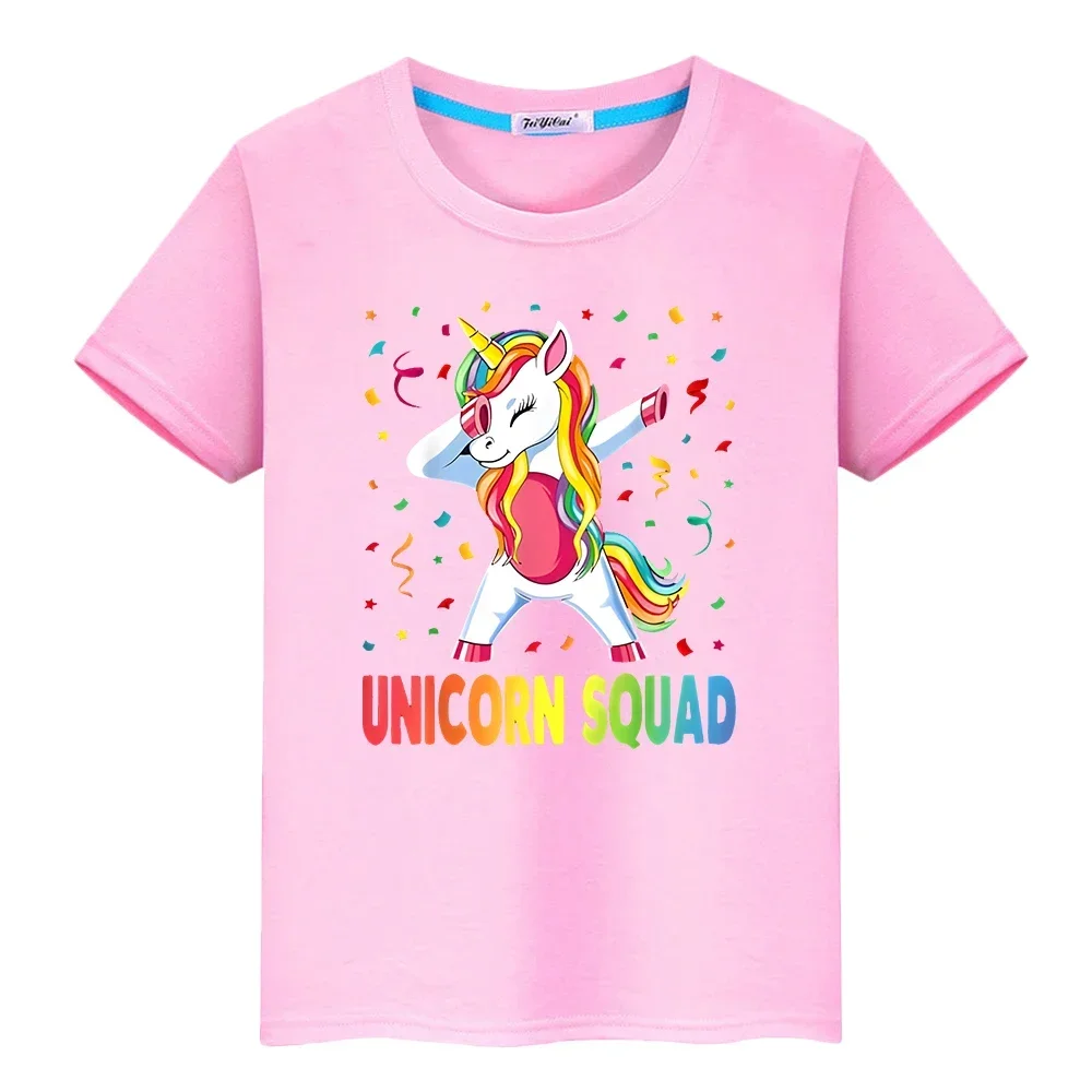 

Unicorn print t shirt for kids boys 10years 100%Cotton anime Short Kawaii Tops pride tshirt y2k one piece kids clothes girs