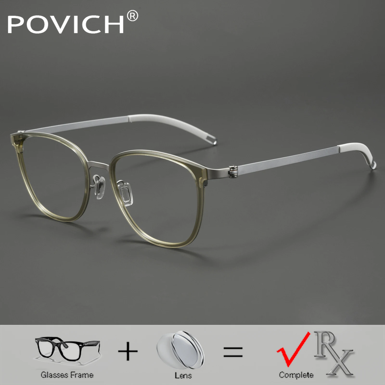 Pure Titanium Glasses Screw Free Design Ultralight Myopia Progressive Prescription Anti Blue Light UV Lenses Gradient Color