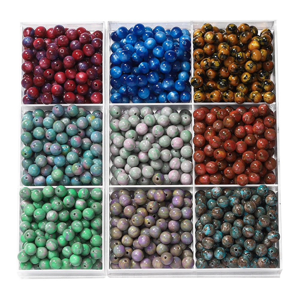 10-50Pcs 8/10mm Round Resin Bead Loose Spacer Bead for Jewelry Making DIY Bracelet Necklace Accessories