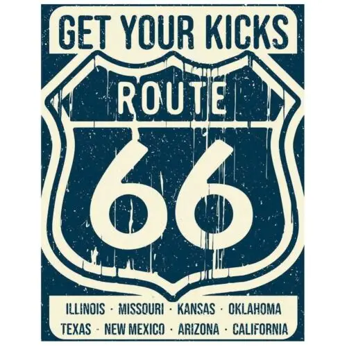 US Route 66 States Get Your Kicks On Nostalgia Tin Sign Retro Wall Decor