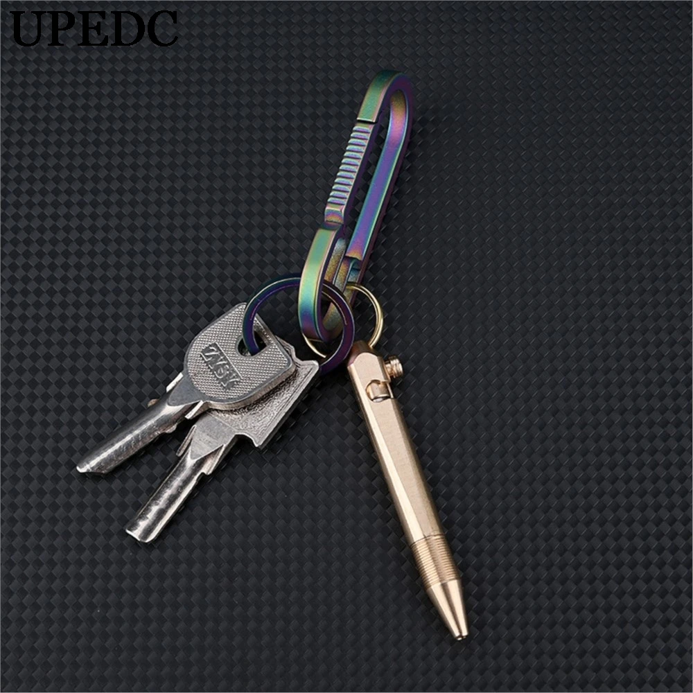 UPEDC Mini Keychain Brass Pen Removable Pendant Portable Travel Pocket Pen Signature Ballpoint Pen