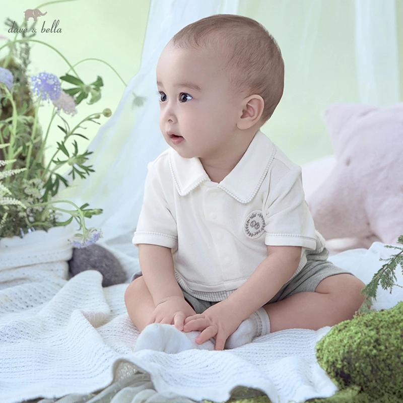 Dave Bella Baby Boys Jumpsuit Romper Cotton Short Sleeves Kids Clothes 6-24 Monthes  Newborn Baby Clothing Jumpsuit DB2251564