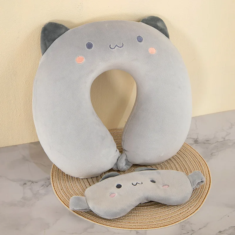 Cartoon Eye Mask U-shaped Pillow Slow Rebound Memory Foam Neck Pillow Car Airplane Travel Neck Pillow Office Nap Pillow