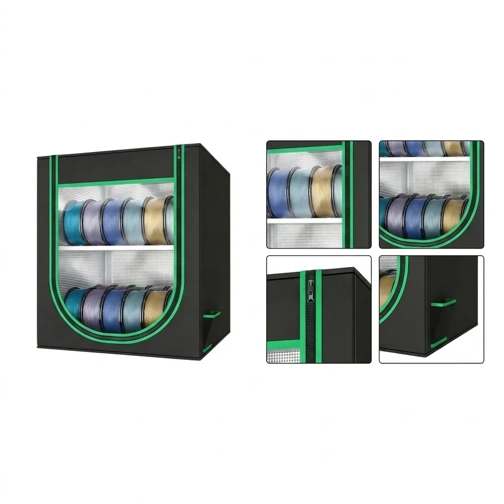 For 3D Printer Filament Management Box with Structured Layout Supporting Up to 12 Rolls and Optional UV Resin Storage Capability