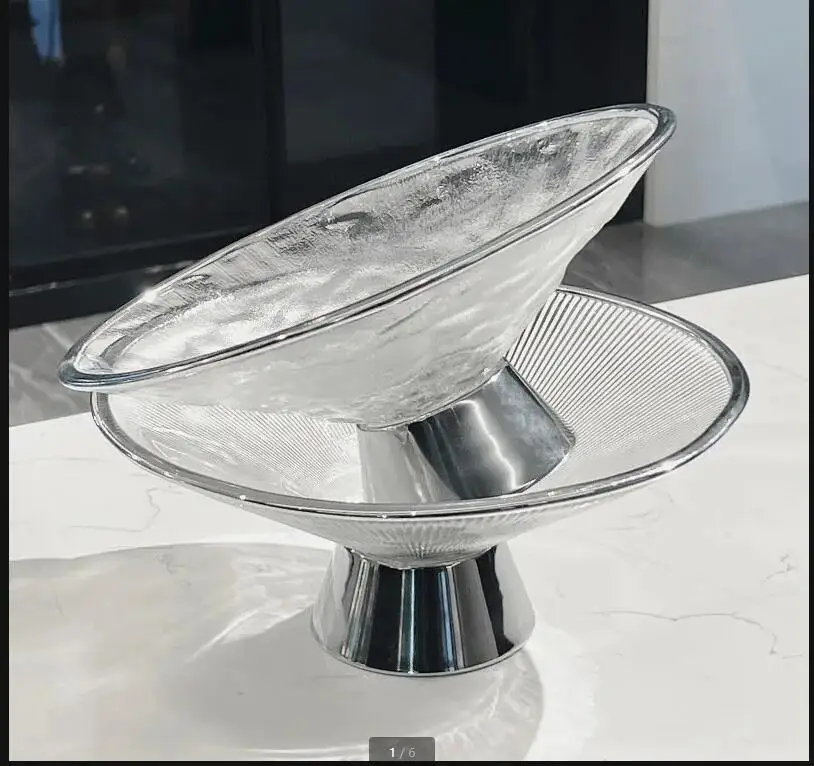 

Легкая роскошная стеклянная тарелка с фруктами для гостиной, орех, десерт, конфеты, закуска, домашняя кухонная посуда, высокая ножка