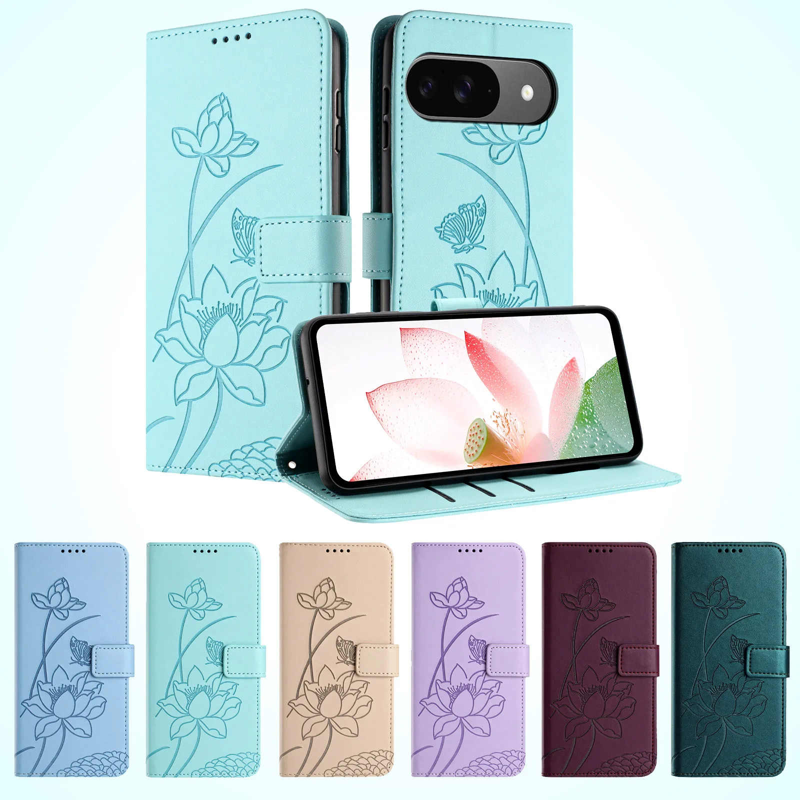 Custodia a portafoglio per telefono in pelle fiore 3D Supporto per libro per Google Pixel 10 9 Pro XL 8 7 9A 8A 7A 6A Slot per schede Custodia protettiva Flip Cover