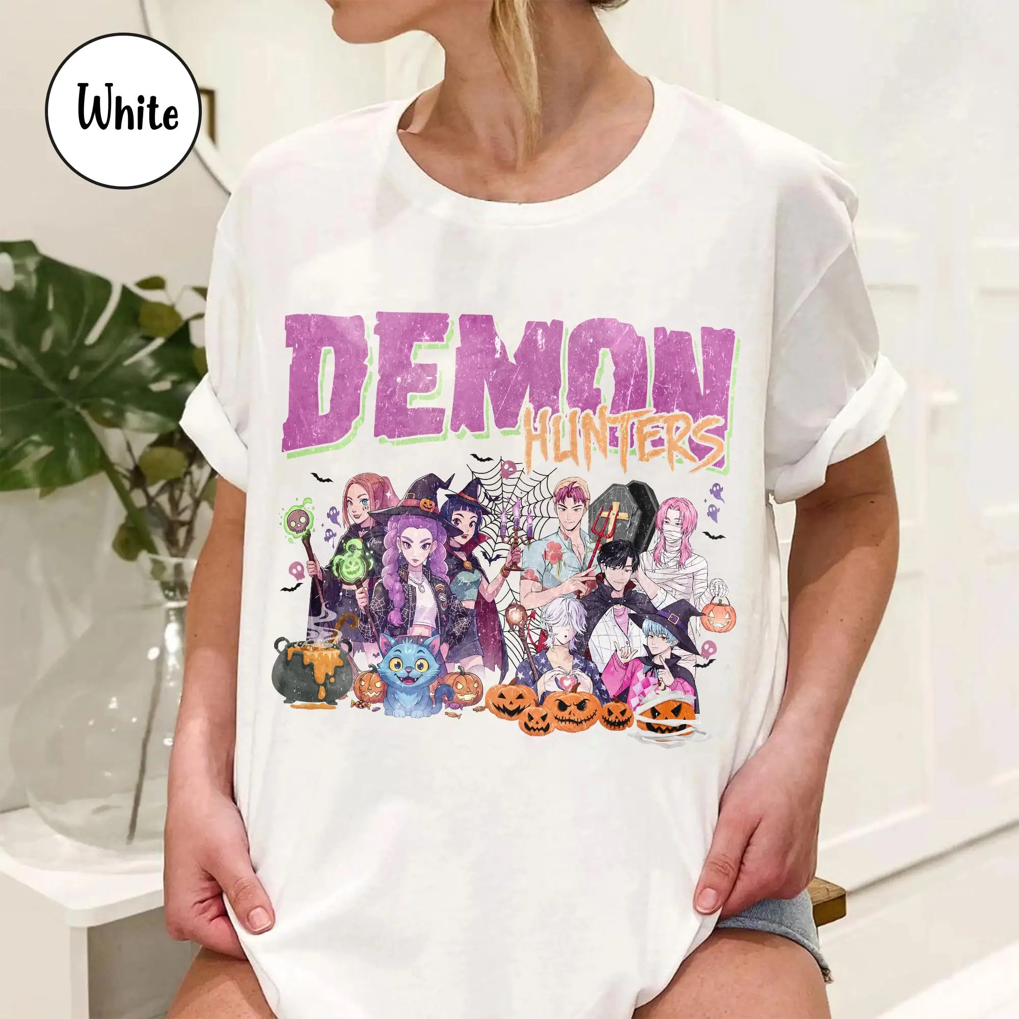 الرجال النساء Kpop شيطان فتاة مجموعة تي شيرت للجنسين المتضخم فضفاض عادية القطن الخالص أنيق K-pop ميرش لمحبي Kpop قميص