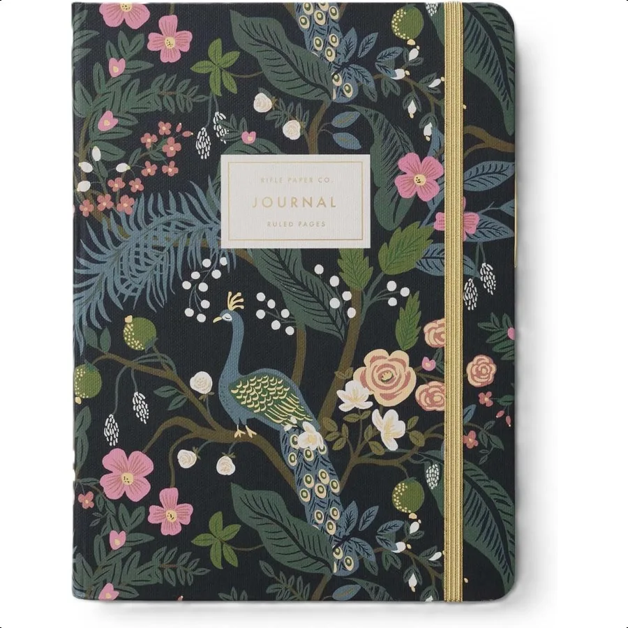 

Peacock Journal with Pen Stylish Hardcover Journal with Gold Foil Elastic Closure 144 Ruled Pages and Pocket Folder for Storage