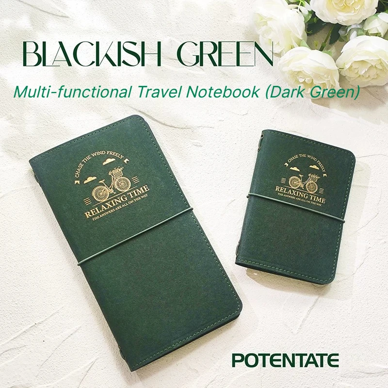 POTENTATE  Multi-functional Dark Green Washable Cowhide 100% Cotton 200g Watercolor Paper Notebook, For Daily Portable Painting.
