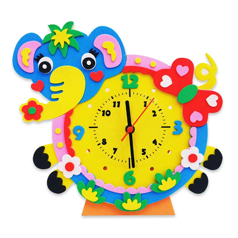 arts crafts diy toys Cartoon EVA clock crafts kids Puzzles educational for children\'s toys Fun party diy girl/boy christmas gift