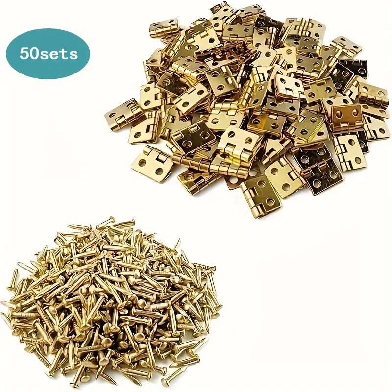 50pcs Small Mini Hinge, Used for Miniature Furniture of Wooden Box, Jewelry Box and Doll House