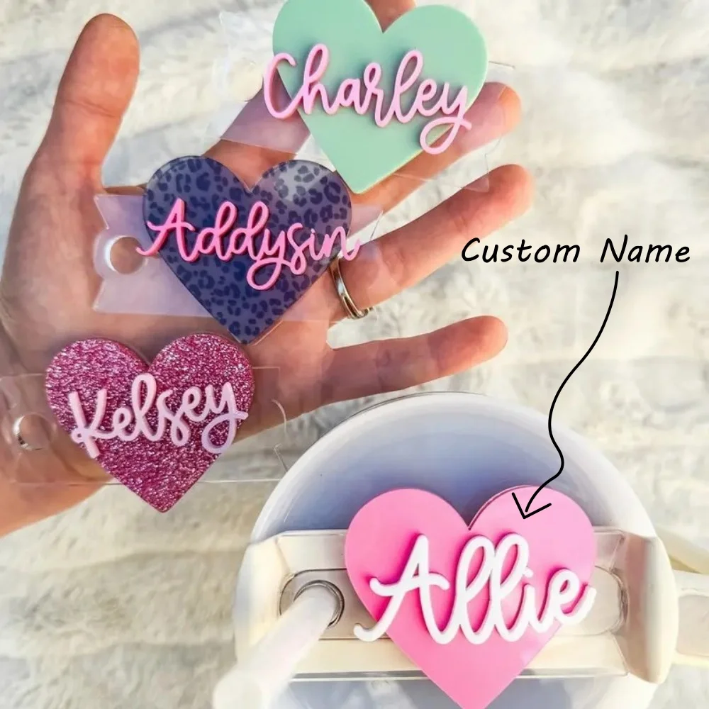 

Персонализированные именные таблички для крышки чашки, изготовленная на заказ акриловая именная бирка для стакана на 20/30/40 унций, подарок, настраиваемый аксессуар для стакана