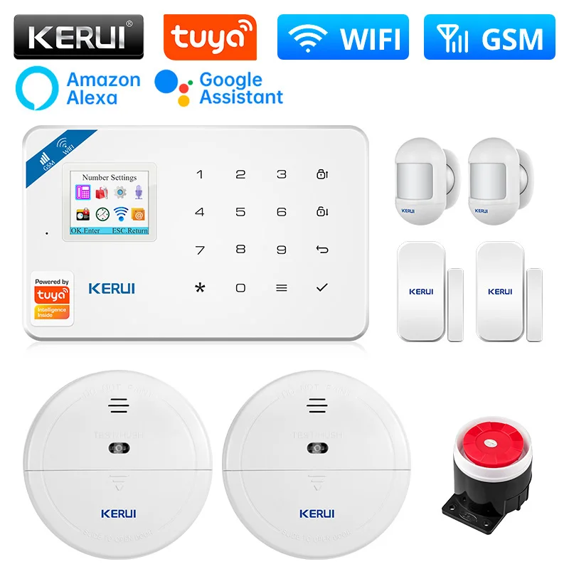 

KERUI W181 Alarm System WIFI GSM Alarm Tuya Smart Home Kit Support Alexa Motion Sensor Detector Door Sensor Siren