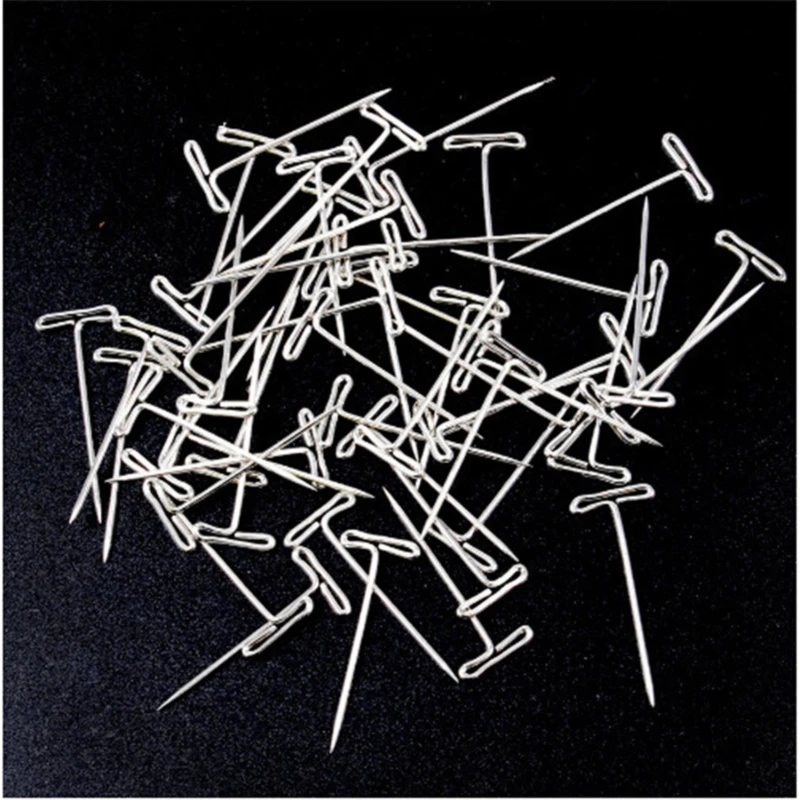 50/100Pcs 27/32/38/45/50MM T Pin Needles Wig Making T Pins For Blocking Knitting Assorted Sizes T-Pins Stainless Steel NEW