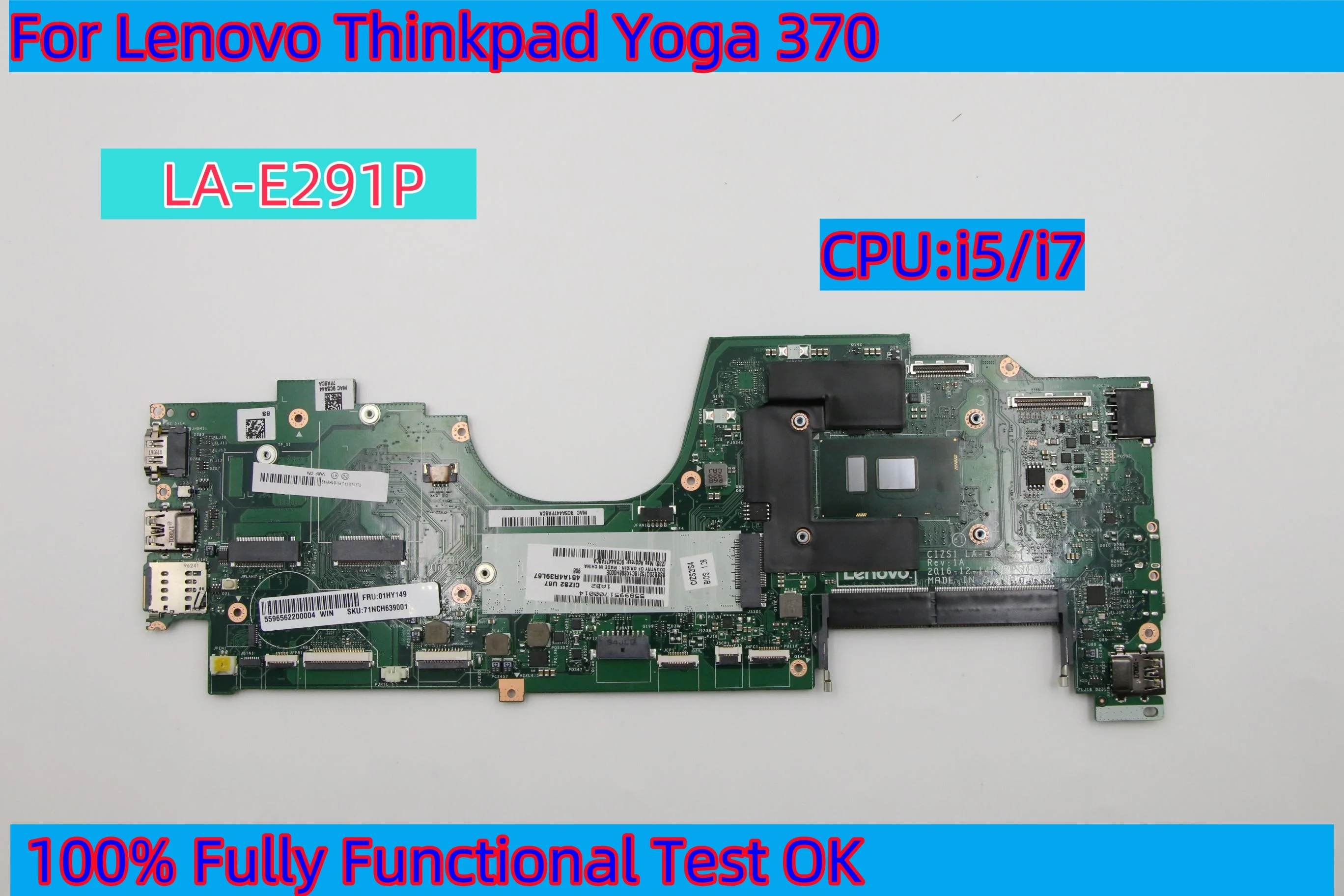 LA-E291P For Lenovo Yoga 370 Laptop ThinkPad Motherboard with CPU  I5 7200U 7300U I7 7500U 7600U DDR4 100% Fully Tested