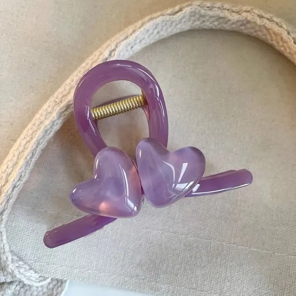 

Gift Transparent Heart Shark Clip Korean Style Waterproof Love Hair Claw Sweet Hairgrips Resin Shark Clip Party