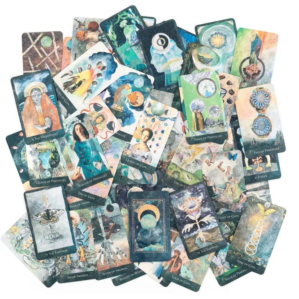 10,3 * 6 cm Tarot RainShadow Talia 78 kart oryginalnych obrazów i ręcznie wycinanych dzieł sztuki kolażowej ilustracja Tarot