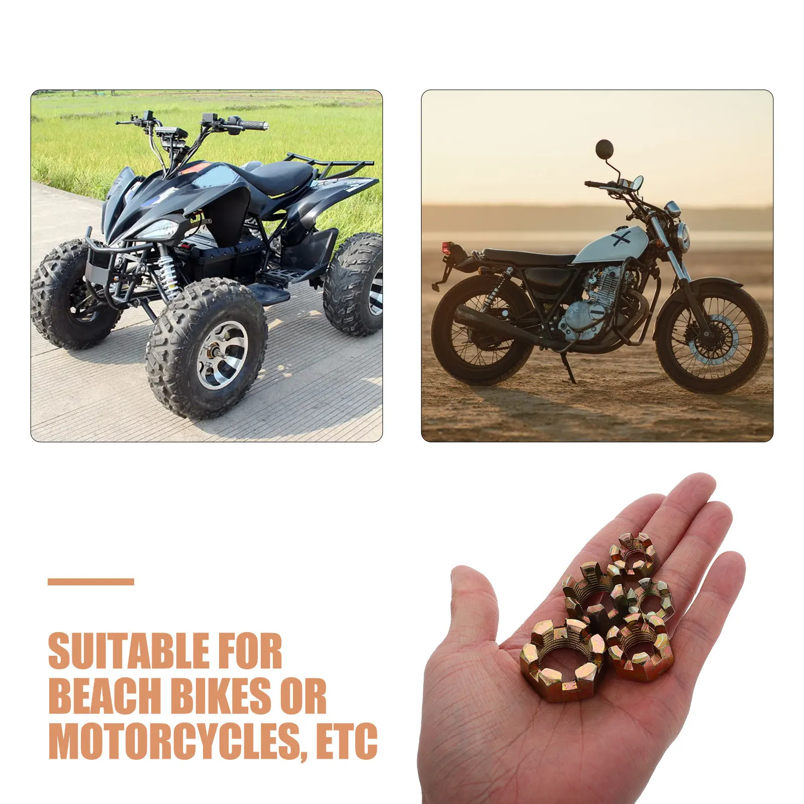 5Pcs Motorcycle Accessories Steering Rod Castle Nut Cap 8-10-12-14-16Mm for Go Kart Atv Dirt Bikes Suspension Kit Part