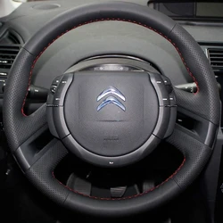 Artificial Leather Car Steering Wheel Cover DIY Hand-Stitched For Citroen C4 Picasso 2007-2013 Steering Wrap Car Accessories