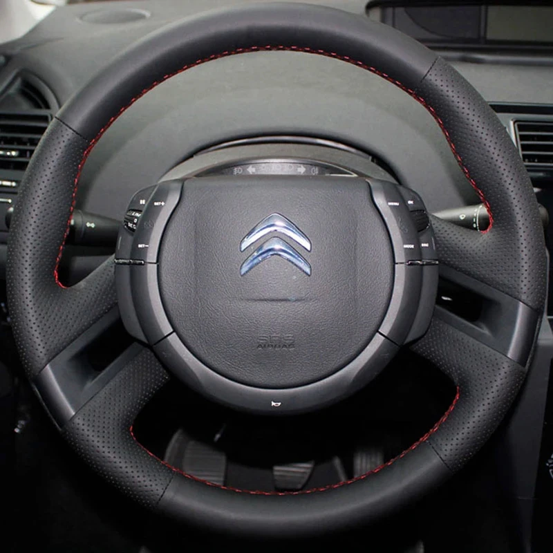 Artificial Leather Car Steering Wheel Cover DIY Hand-Stitched For Citroen C4 Picasso 2007-2013 Steering Wrap Car Accessories