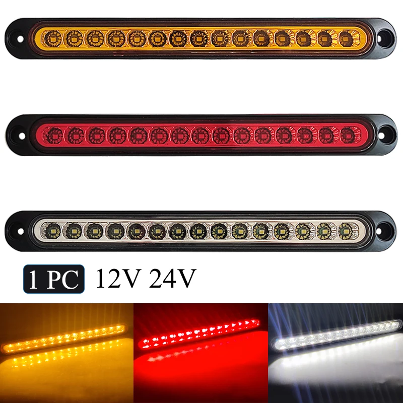 2 Piece 24V LED Car Light Bar 12V Red Third Brake Light Rear Light Signal Side Marker Turn Signal Stop Warning Lamp High Mount