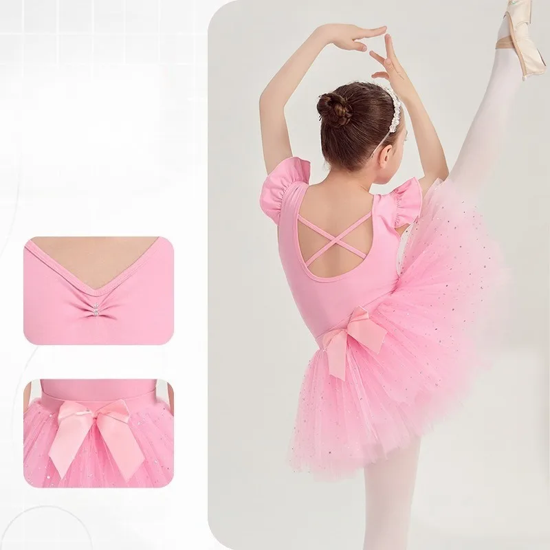 Girls Sleeveless Ballet Leotard Tutu Dress Kids Dance Outfit Gymnastics Training Costume Summer Daily Practice Stage Performance - view 5