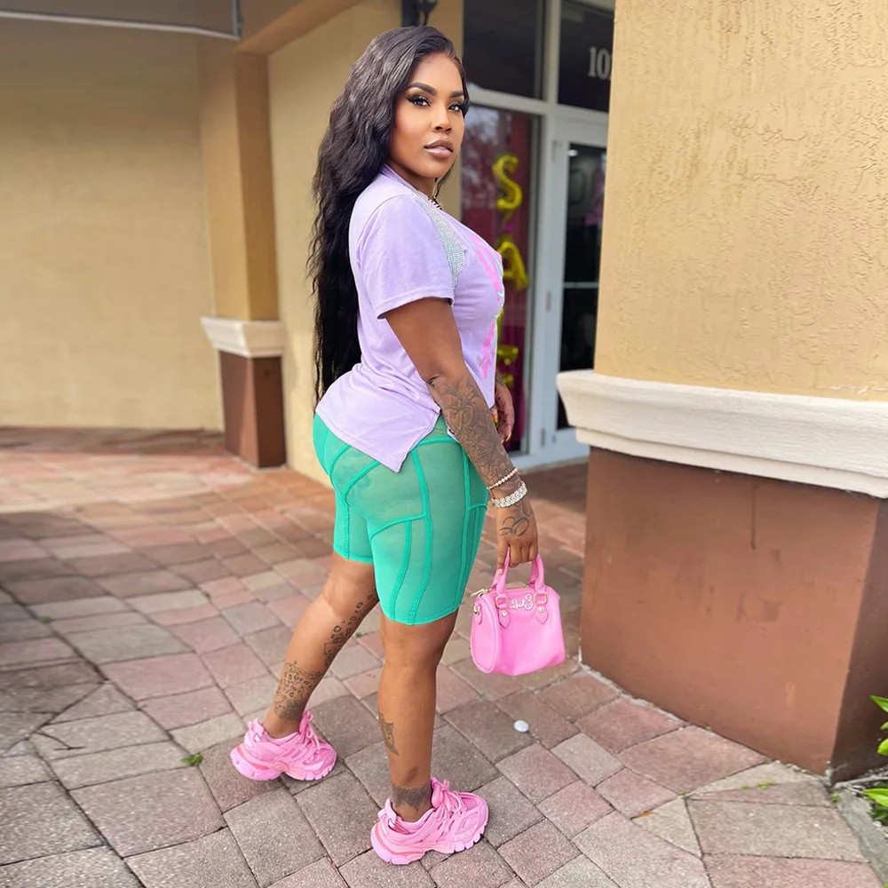 Letter Print T Shirt for Women Fashion V Neck Slit Short Sleeve Tees Summer Tops Y2k T-shirt 2023 New Drop Shipping Items