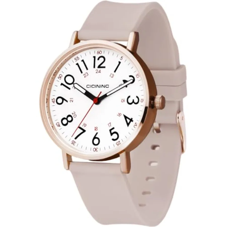 

Watch with Second Hand Nursing for Women, Analog Watches for Nurses, 12/24 Hour Military Time, Easy Read Dial, Colorful Silicon