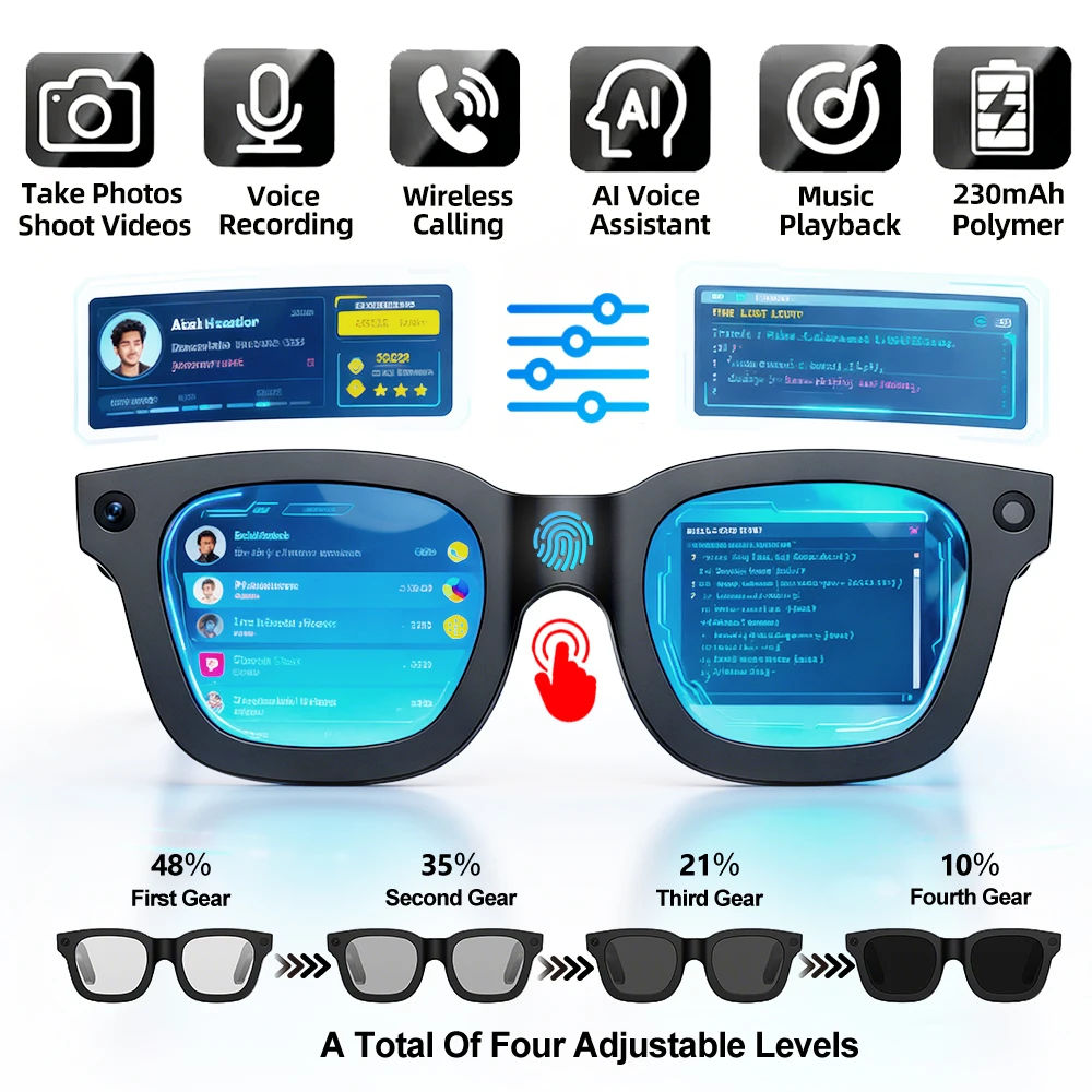 

2026 New AI SmartGlasses 8MP HD Camera Shooting Everything Recognition AI Translation 4GB Storage 300mah SmartGlasses Men Women