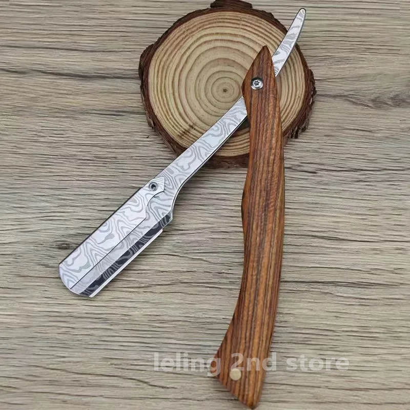 1pcs wood handle blade shaving razors professional barber shaver eyebrow razor men's replaceable blade shaving razor men gift