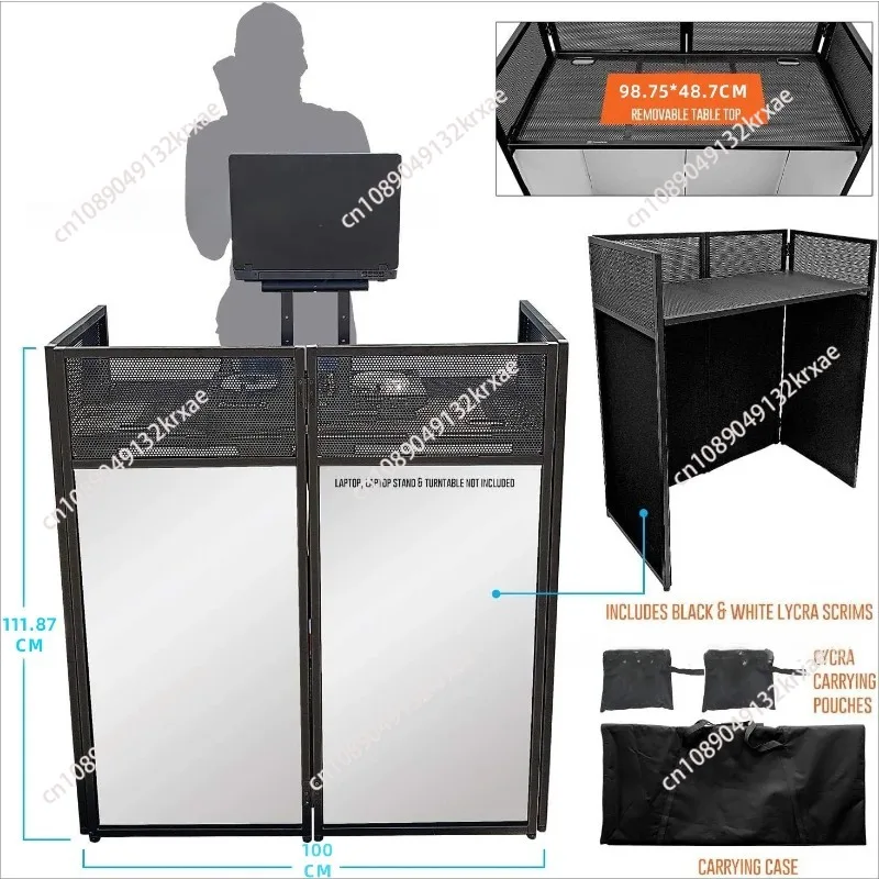 Portable folding DJ booth black and white suitcase vertical DJ table